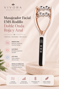 Masajeador Facial EMS Rodillo Doble Onda Roja y Azul Vivora